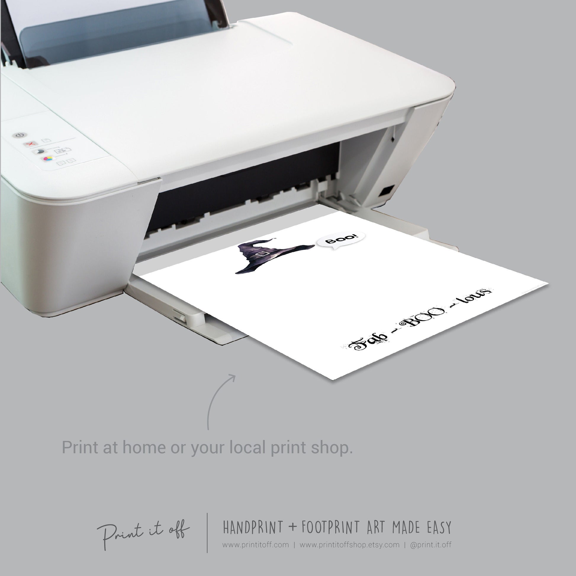 Fab-BOO-Lous Ghost Footprint Handprint Foot Hand Halloween Art Craft / Kids Toddler Baby DIY Memory Activity / Print It Off