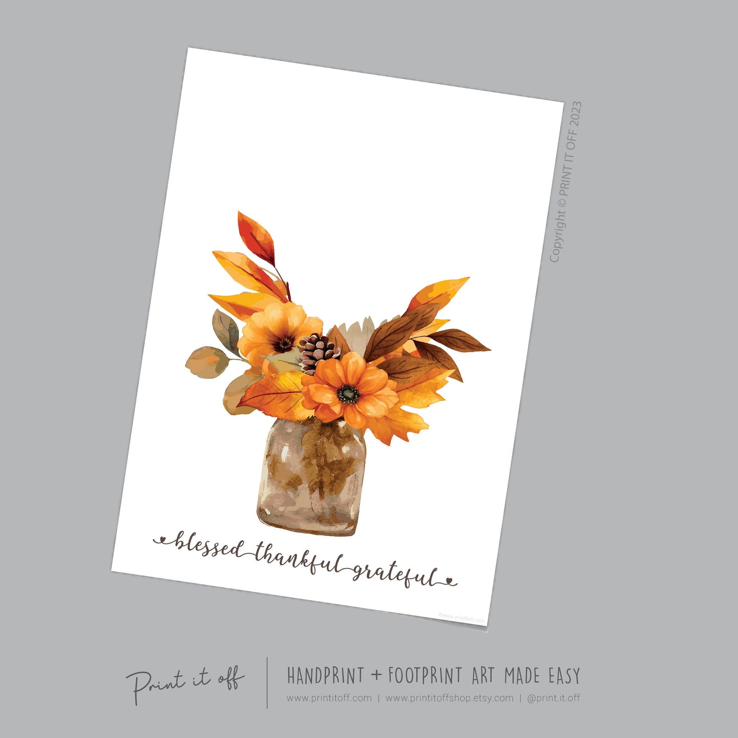 Thanksgiving Fall Autumn Handprint Footprint Art Craft / Kids Toddler Baby Card Memory Keepsake Decor / Print It Off