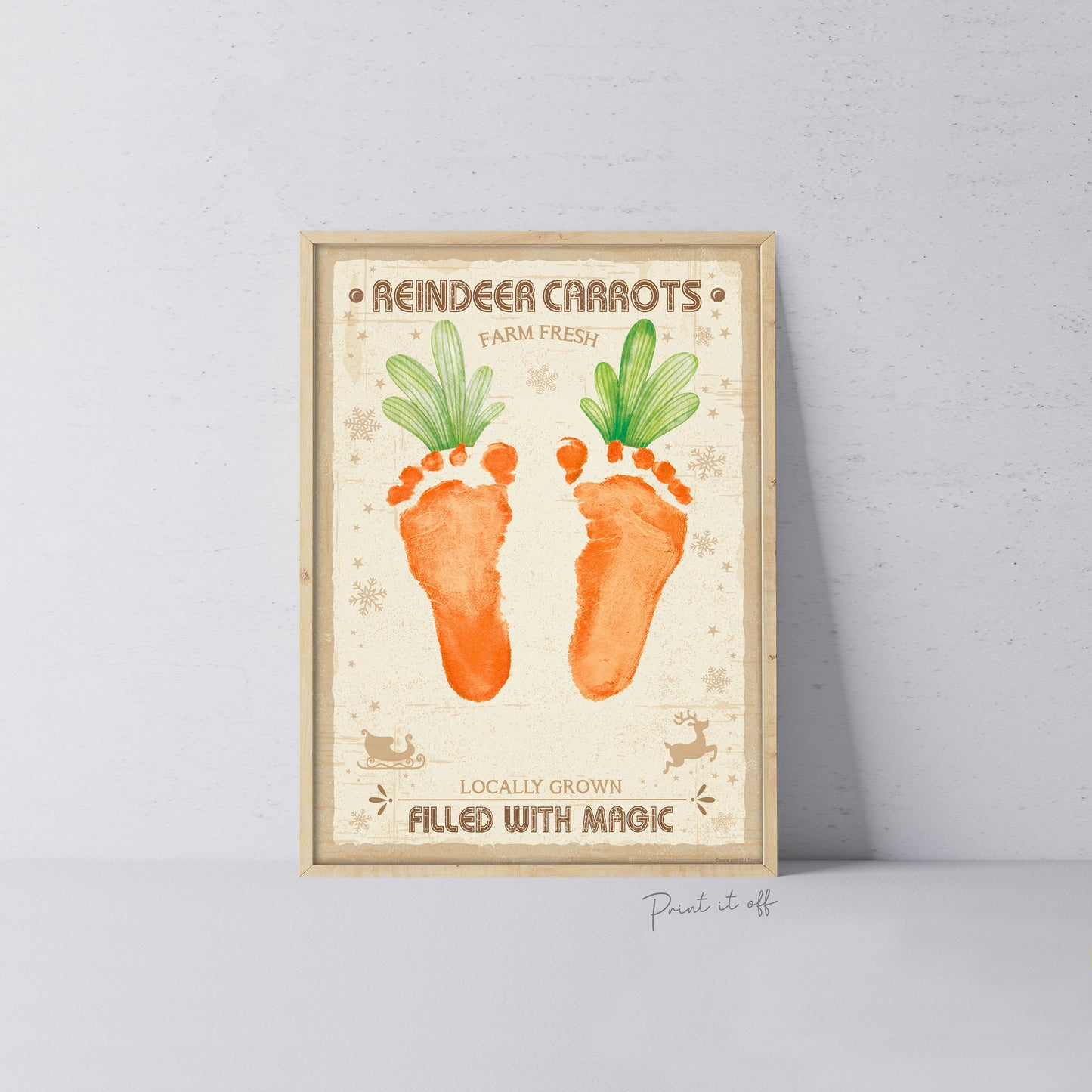 Reindeer Carrots Footprint Feet Art Craft / Christmas Xmas Kids Baby Toddler / Keepsake Gift Card Sign Memory PRINT IT OFF