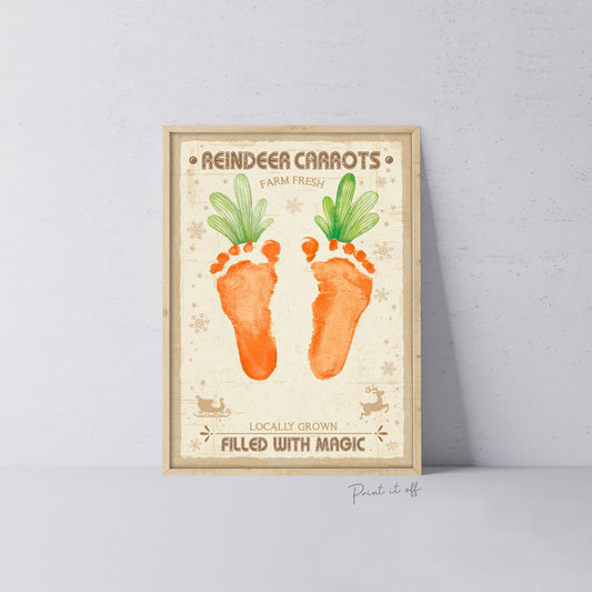 Reindeer Carrots Footprint Feet Art Craft / Christmas Xmas Kids Baby Toddler / Keepsake Gift Card Sign Memory PRINT IT OFF