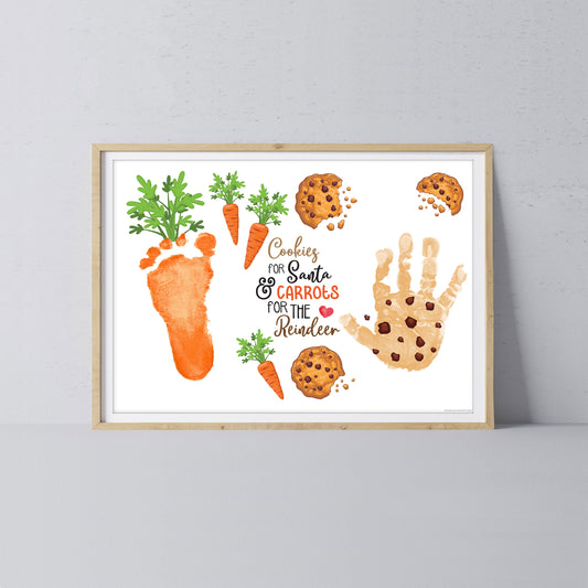 Cookies Santa Carrot Reindeer Footprint Handprint Art Craft / Christmas Xmas Kids Baby Toddler / Keepsake Memory Gift Card PRINT IT OFF