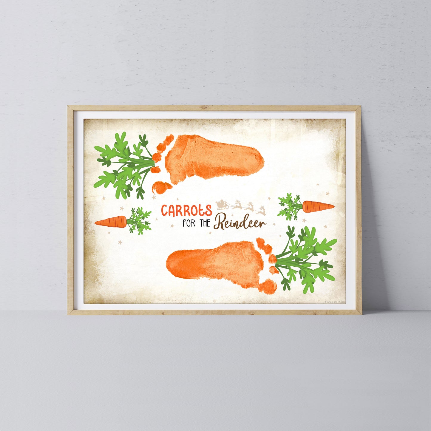Reindeer Carrots Footprint Feet Art Craft / Christmas Xmas Kids Baby Toddler / Keepsake Gift Card Sign Memory PRINT IT OFF