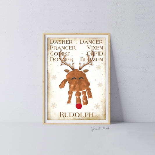 Reindeer Names Handprint Footprint Hand Foot Art Craft / Christmas Xmas Kids Baby Toddler / Keepsake Gift Card Sign Memory PRINT IT OFF