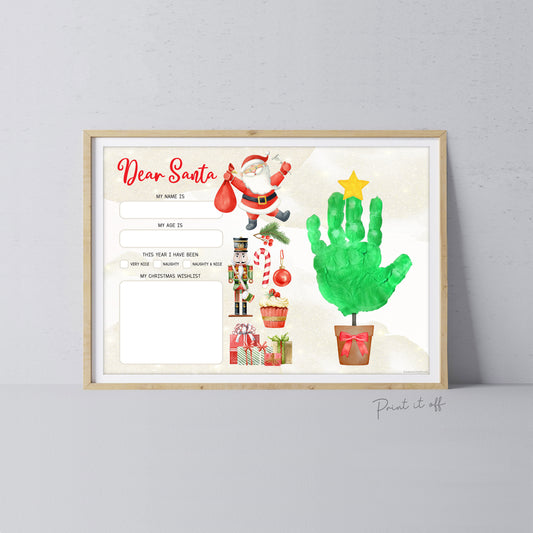Dear Santa Handprint Footprint Art Craft / Christmas Tree Xmas Kids Baby Toddler / Keepsake Gift Card Sign Memory PRINT IT OFF