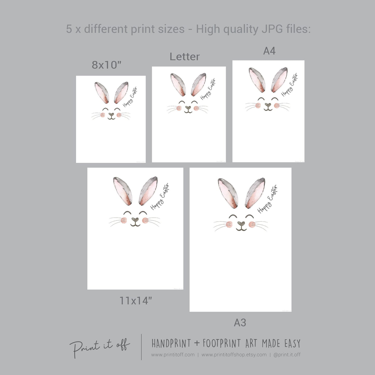Hoppy Happy Easter Bunny / Footprint Handprint Art / Baby Toddler / Keepsake Memory Craft DIY Card / Print It Off