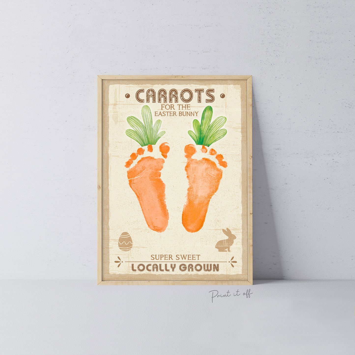 Carrots for Easter Bunny / Footprint Feet Art Craft / Kids Baby Toddler / Activity Keepsake Gift Card Decor Farm Sign / PRINT IT OFF