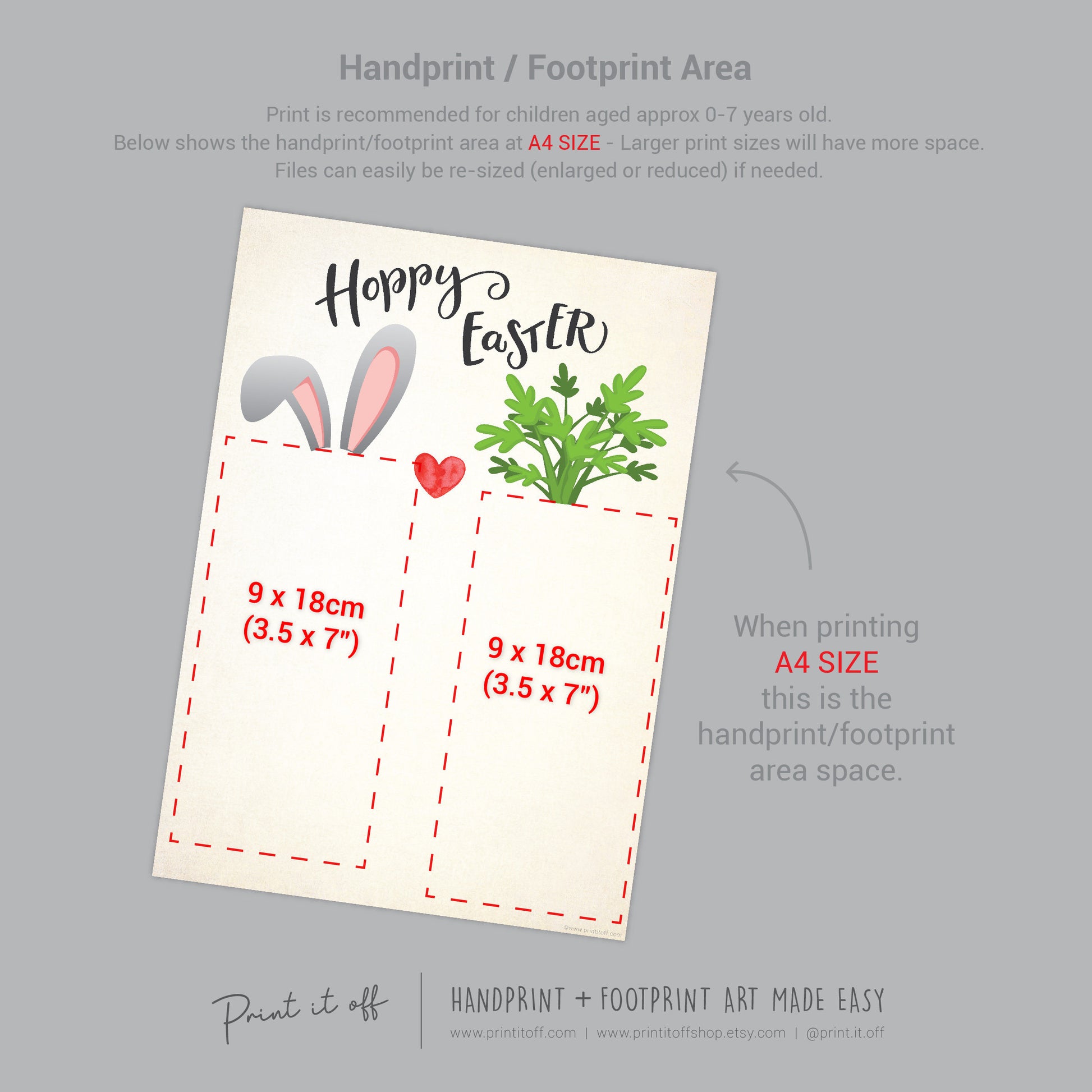 Hoppy Happy Easter Bunny Carrot / Footprint Handprint Hand Feet Foot Art Craft / Kids Baby Toddler / Keepsake DIY Card / Print It Off 0839
