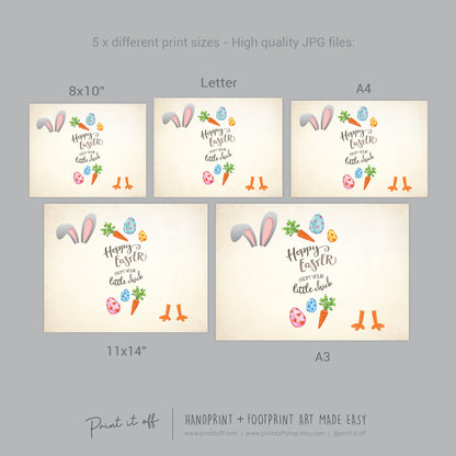 Hoppy Happy Easter Bunny Chick / Footprint Hand Handprint Art / Baby Kids Toddler / Keepsake Memory Craft DIY Card / Print It Off