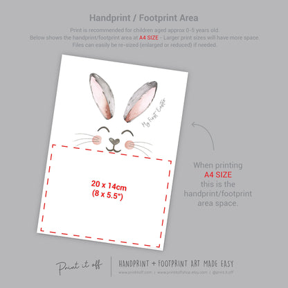 My First 1st Easter / Footprint Handprint Art / Cute Bunny Happy Easter / Baby Toddler / Keepsake Memory Craft DIY Card / Print It Off