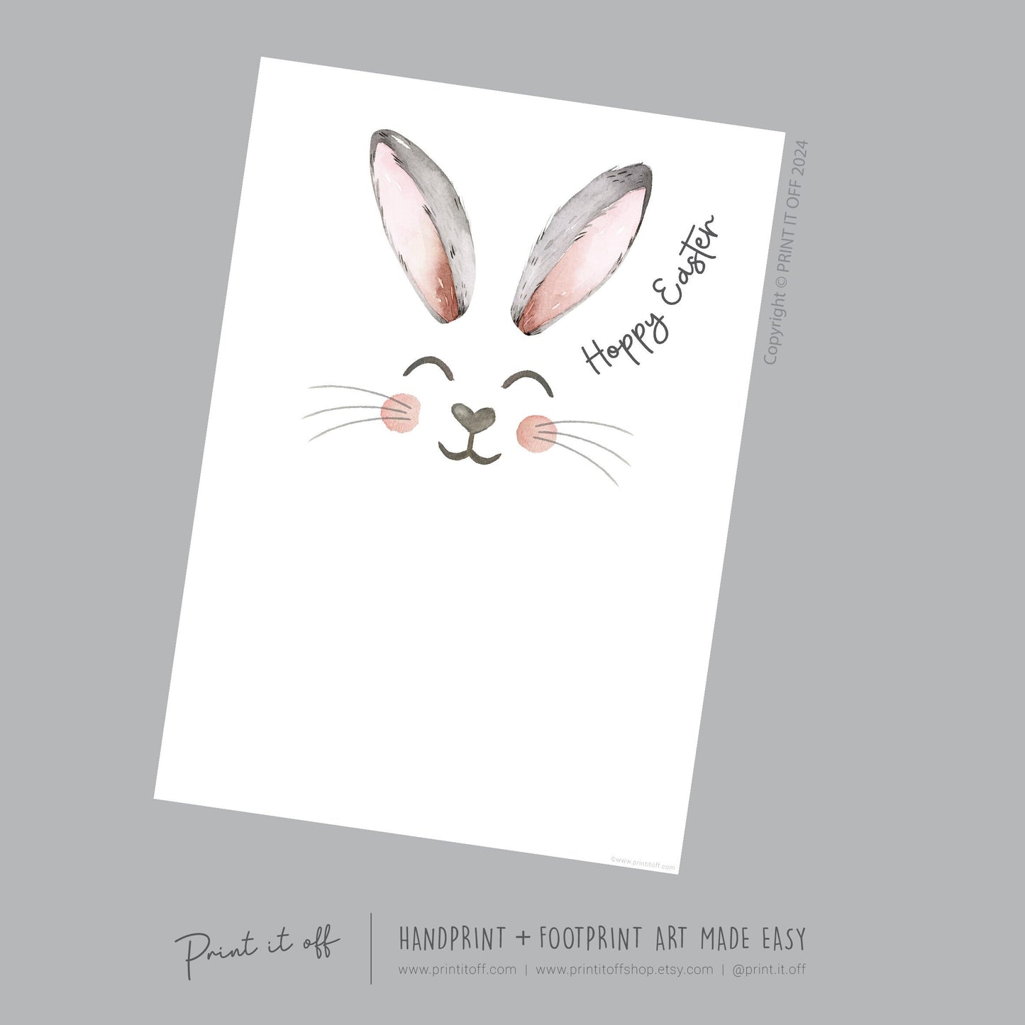 Hoppy Happy Easter Bunny / Footprint Handprint Art / Baby Toddler / Keepsake Memory Craft DIY Card / Print It Off