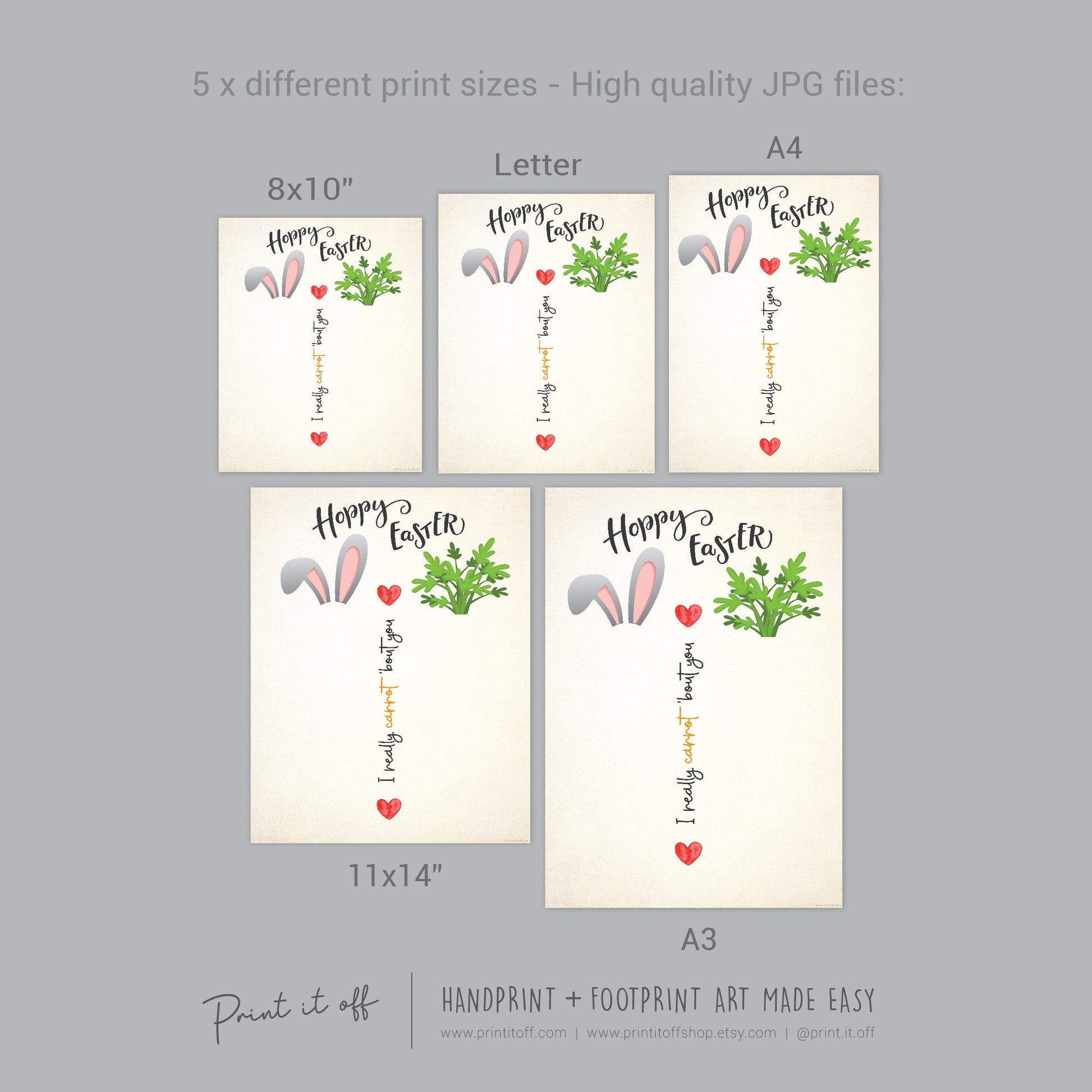 I Carrot Bout You Bunny Carrot / Footprint Handprint Art Craft / Hoppy Easter / Kids Baby Toddler / Keepsake DIY Card / Print It Off 0838