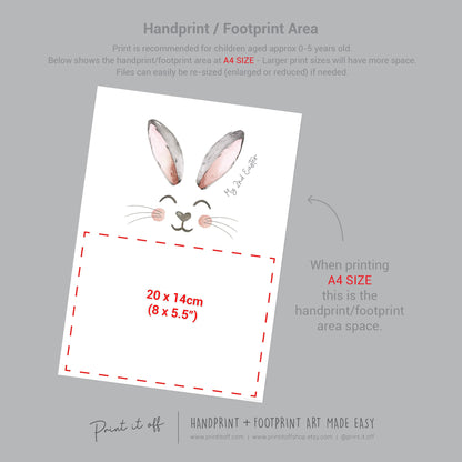 My 2nd Second Easter / Footprint Handprint Art / Cute Bunny Happy Easter / Baby Toddler / Keepsake Memory Craft DIY Card / Print It Off 0847