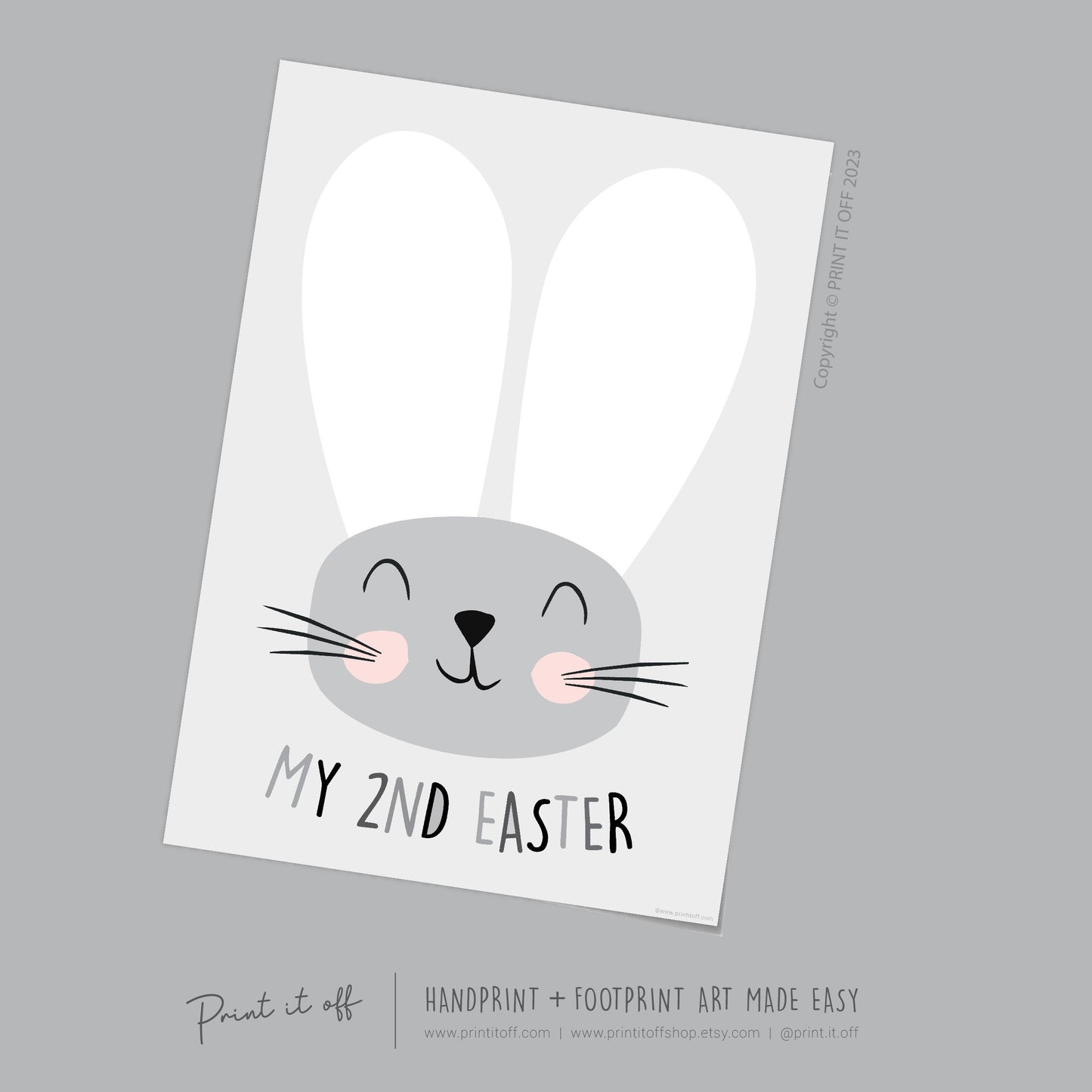 My Second 2nd Easter / Footprint Foot Feet Art / Cute Bunny Happy Easter / Baby Toddler / Keepsake Memory Craft DIY Card / Print It Off 0848