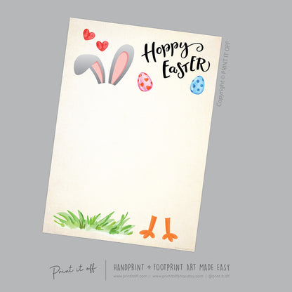 Bunny Chick / Footprint Handprint Feet Foot Art Craft / Hoppy Happy Easter / Kids Baby Toddler / Keepsake DIY Card / Print It Off