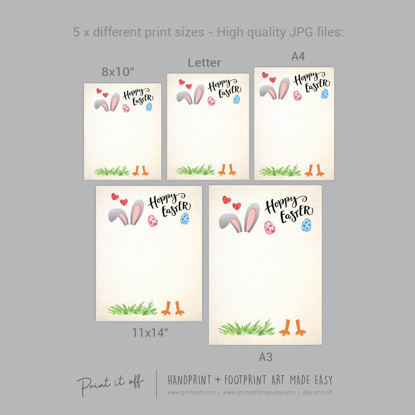 Bunny Chick / Footprint Handprint Feet Foot Art Craft / Hoppy Happy Easter / Kids Baby Toddler / Keepsake DIY Card / Print It Off