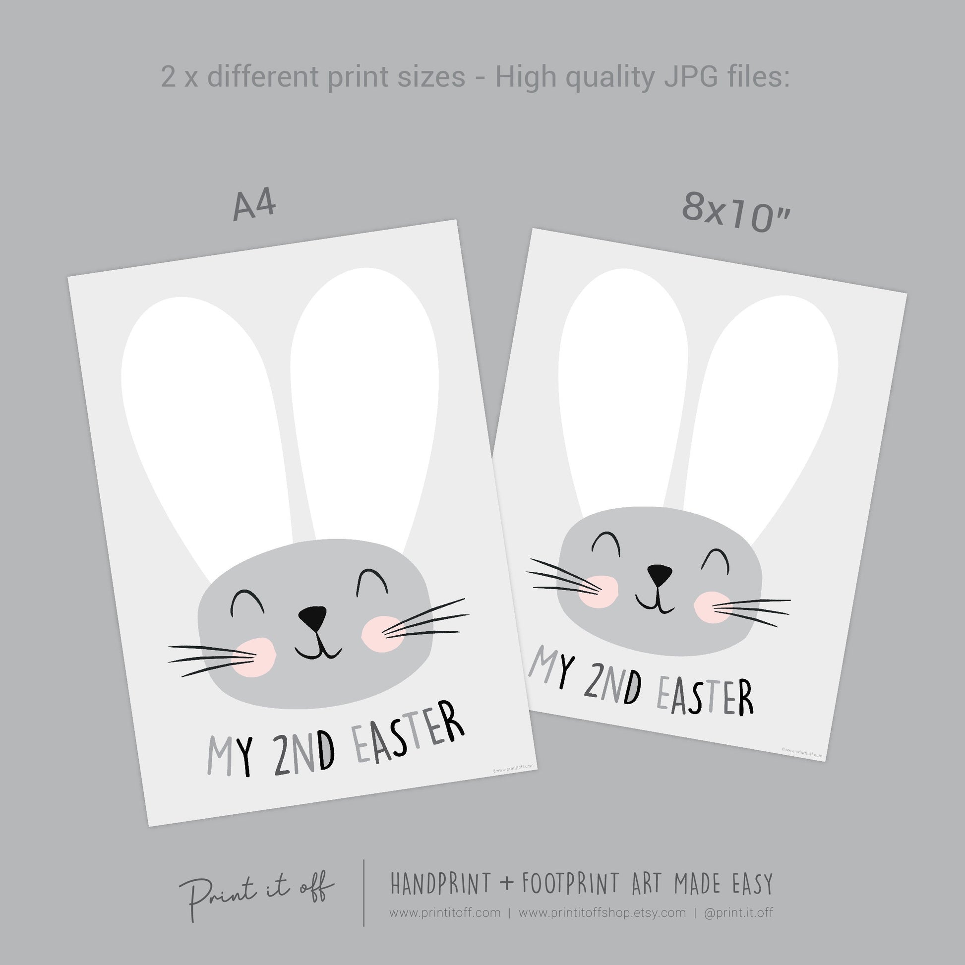 My Second 2nd Easter / Footprint Foot Feet Art / Cute Bunny Happy Easter / Baby Toddler / Keepsake Memory Craft DIY Card / Print It Off 0848