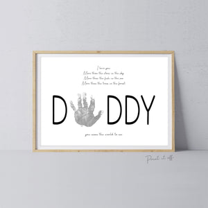 Handprint Art Craft / Daddy Dad Poem / Father's Day / Kids Baby Toddler Keepsake Memory Craft DIY Card  / Daddy Poem Card / Print 0090