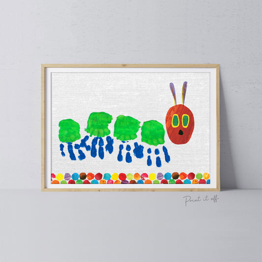 The Hungry Caterpillar / Handprint Footprint DIY Art Craft / Kids Toddler Baby Keepsake / First Birthday Party Card / Print it Off 0127