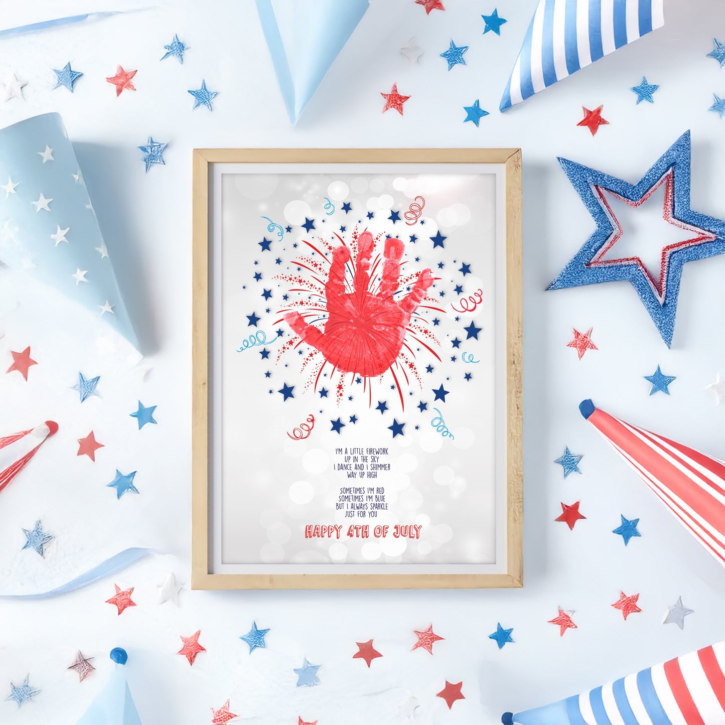 Firework Handprint Art Craft / Happy 4th of July Independence Day USA America American / Child Kids Baby Toddler / Print It Off 0265