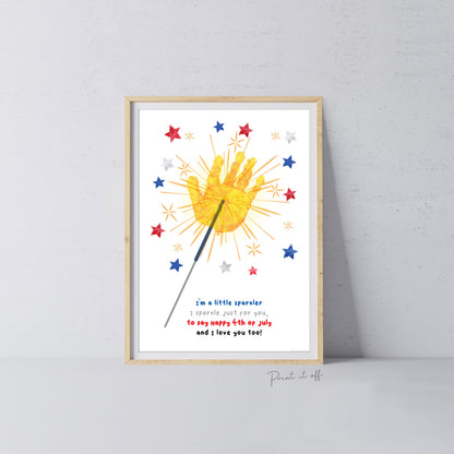Sparkler Handprint Art / 4th of July Independence Day USA America American Firework / Child Kids Baby Toddler / Craft Print It Off 0511