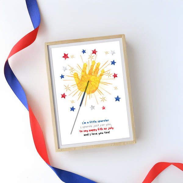Sparkler Handprint Art / 4th of July Independence Day USA America American Firework / Child Kids Baby Toddler / Craft Print It Off 0511