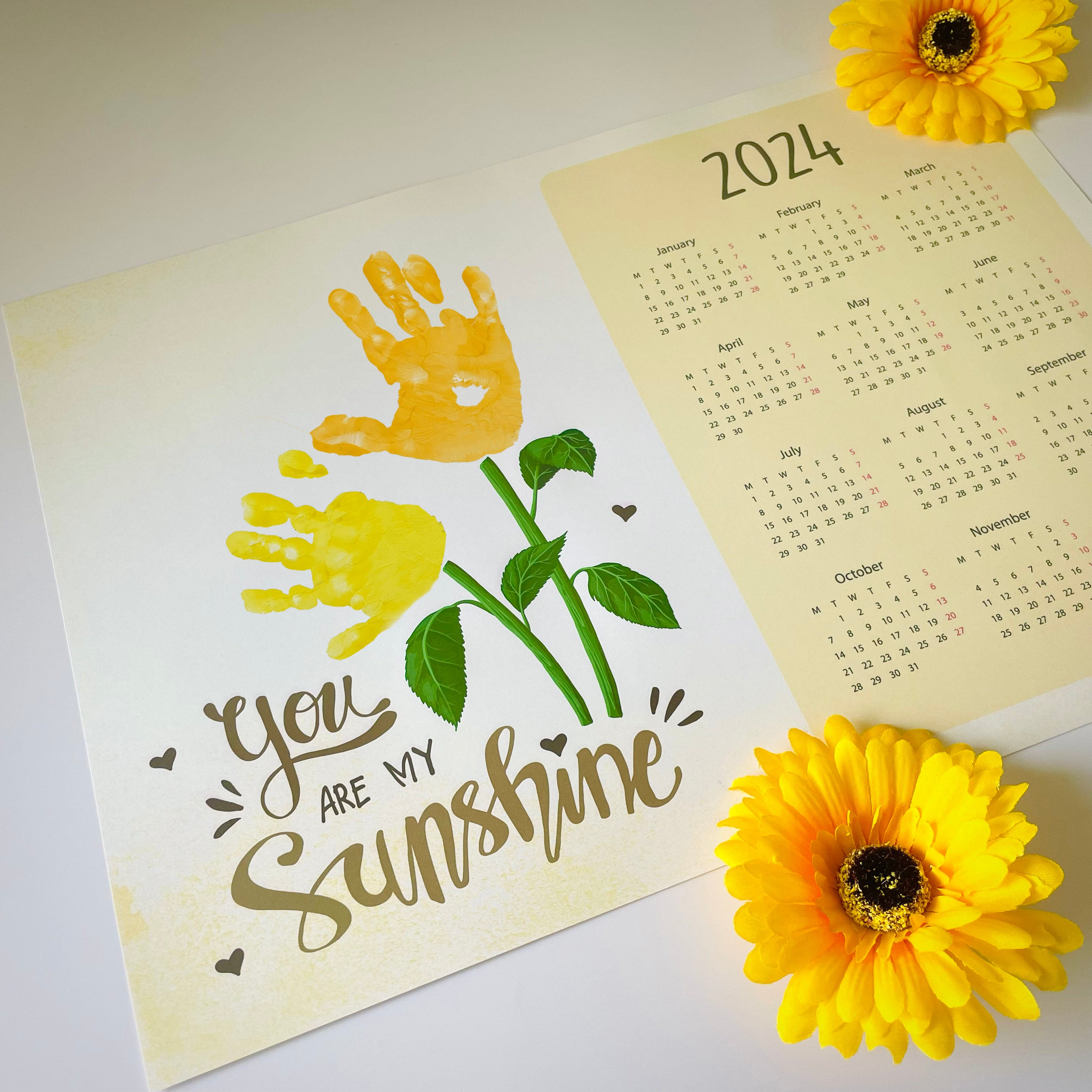 2024 Sunflower Wall Calendar Year Handprint Footprint Art Craft Ac   0773photocopy 