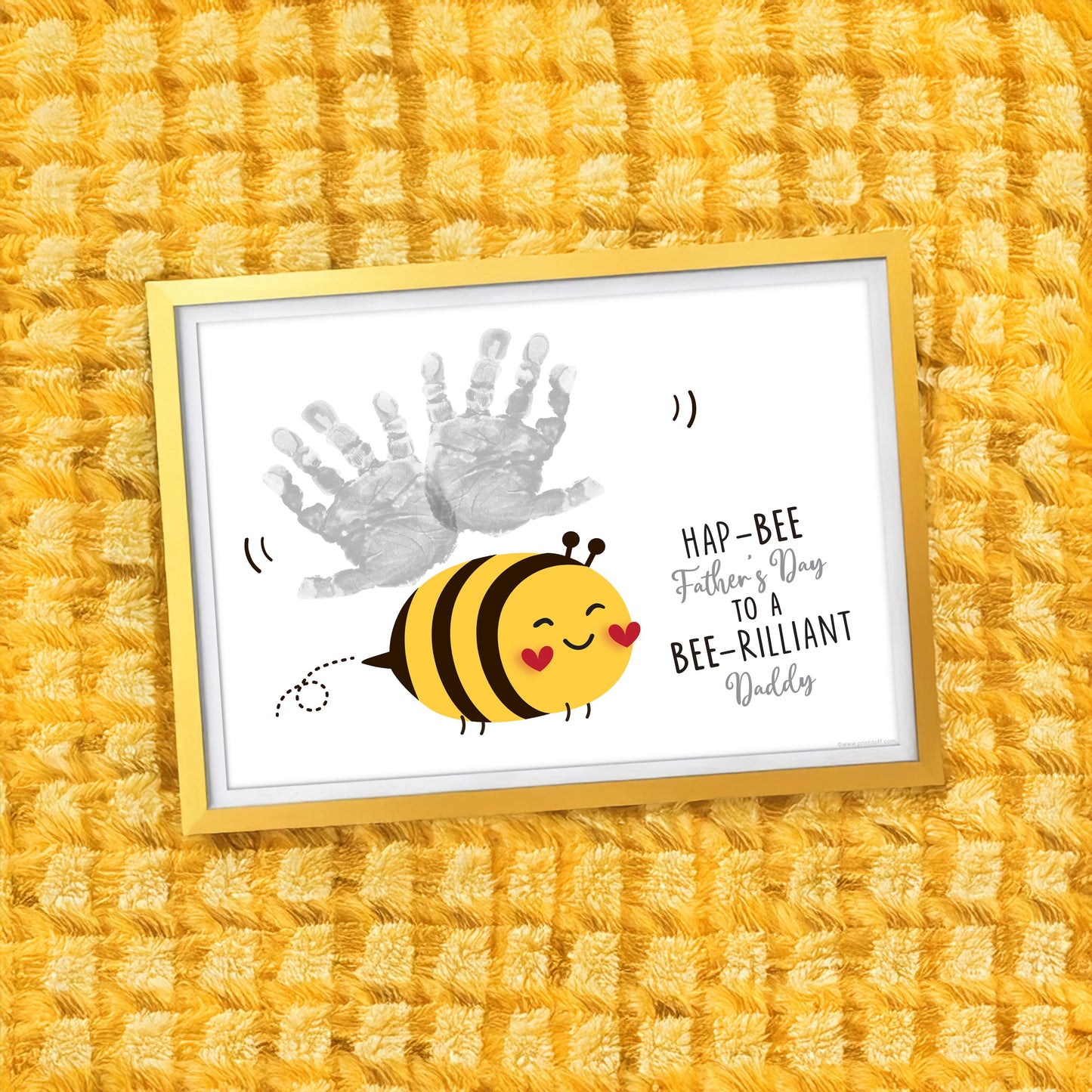 Hap-Bee Fathers Day Daddy Dad / Handprint Footprint Art Craft / Bumble Bee Wings / DIY Card Gift / Kids Baby Toddler / Print it Off 0869