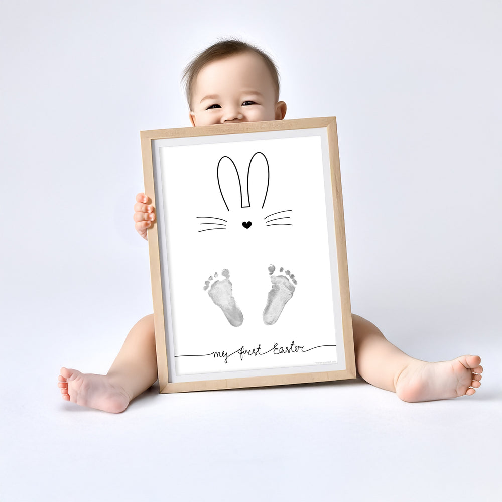 My First 1st Easter / Footprint Art / Bunny Feet Foot / Kids Baby Toddler / Keepsake Memory Craft Gift Card Print It Off