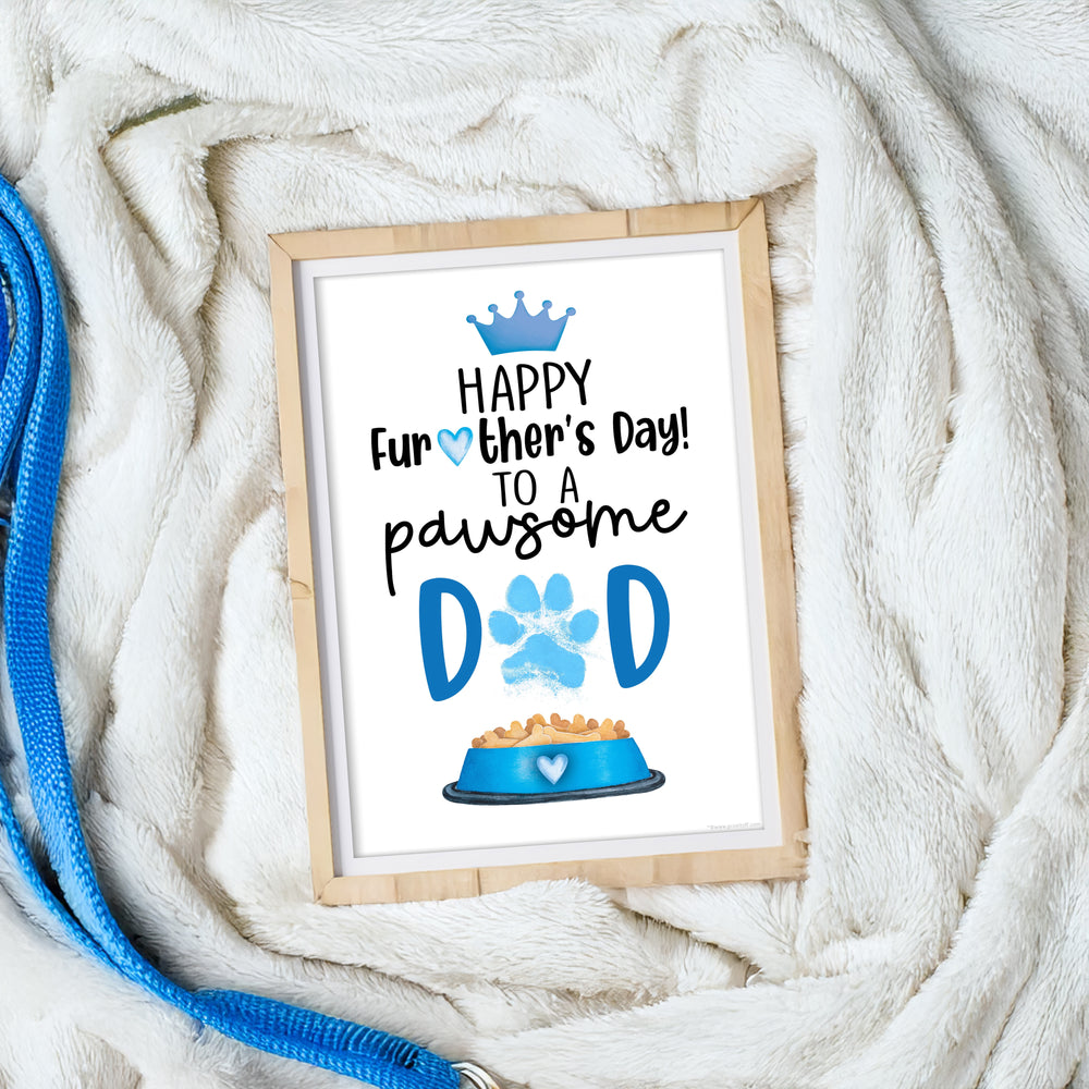Pawsome Happy Father's Day Paw Print / Dad Dog Cat Animal Pet Pawprint / Activity Keepsake Memory Craft Gift Card / Print It Off 0946