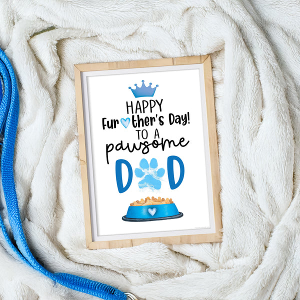 Pawsome Happy Father's Day - Dog Cat Paw-Print Art Craft Printable Keepsake Gift Template - PRINT IT OFF 0946