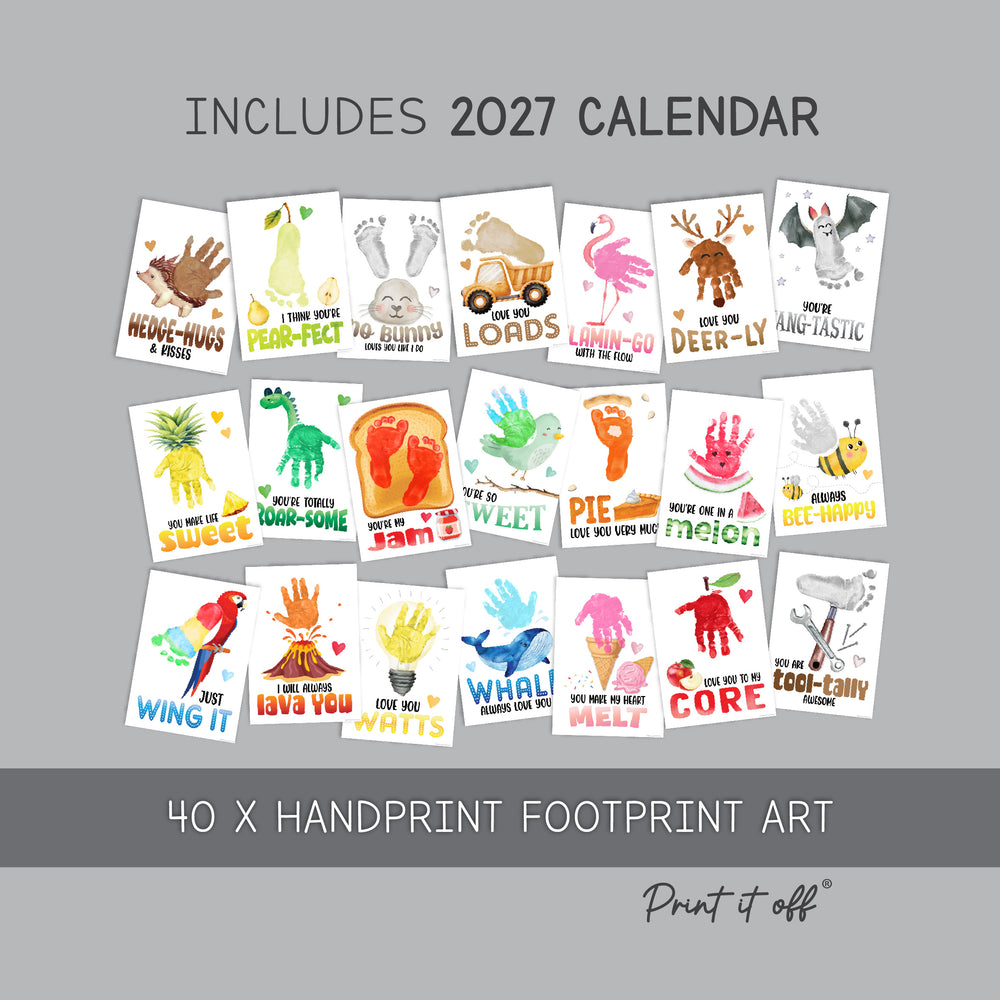 40 Handprint & Footprint Craft Bundle | Printable Kids Art Activities | Baby Keepsake Templates | Preschool Toddler Gift | PRINT IT OFF 0950