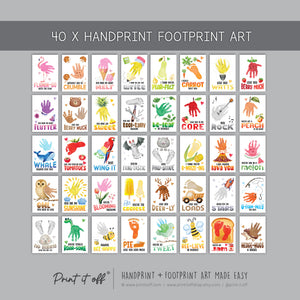 40 Handprint & Footprint Craft Bundle | Printable Kids Art Activities | Baby Keepsake Templates | Preschool Toddler Gift | PRINT IT OFF 0950