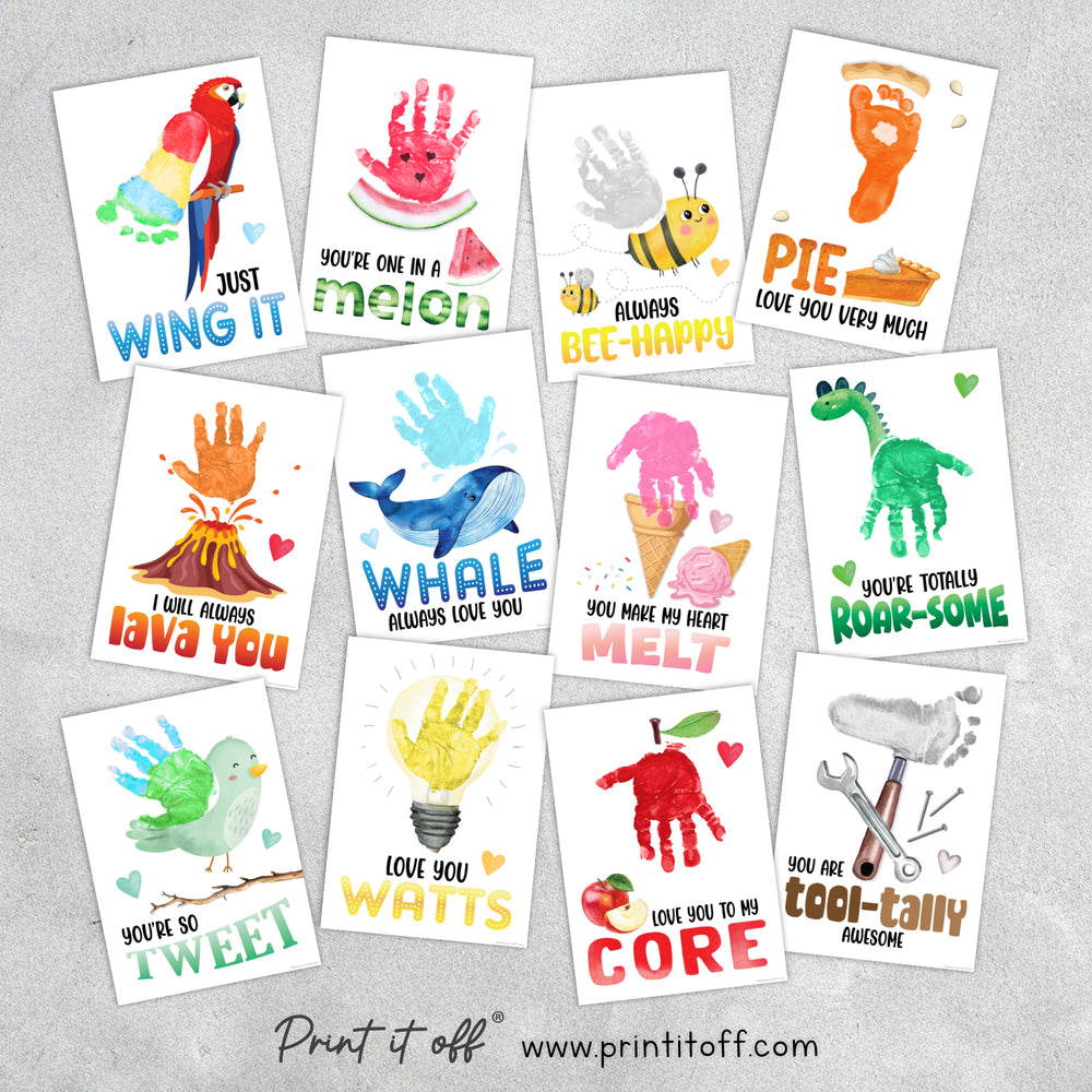 Handprint Footprint Calendar Year Pun Art Craft Pack / DIY Gift Child Baby Kids Toddler Memory Keepsake / Print It Off