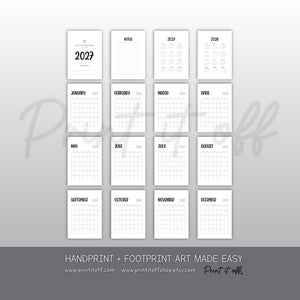 2027 Handprint & Footprint Calendar, Printable Kids Craft Templates, Diy Keepsake, Homemade Gift PRINT IT OFF 1024