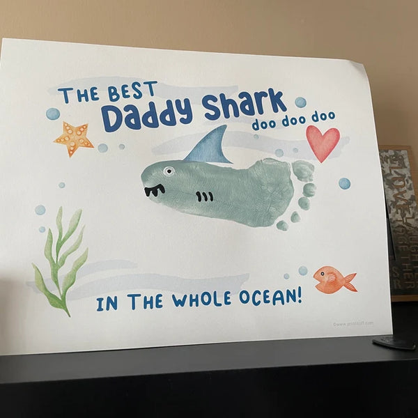Best Daddy Shark / Footprint Handprint Art Craft Dad Father's Day Birthday / Kids Baby Toddler / Keepsake Gift Card / PRINT IT OFF