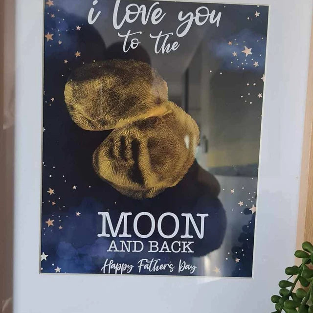 Love You To The Moon & Back / Bottom Print / Father's Day / Handprint Art Craft / Kids Newborn Baby Bum Keepsake Memory DIY Card Print 0235