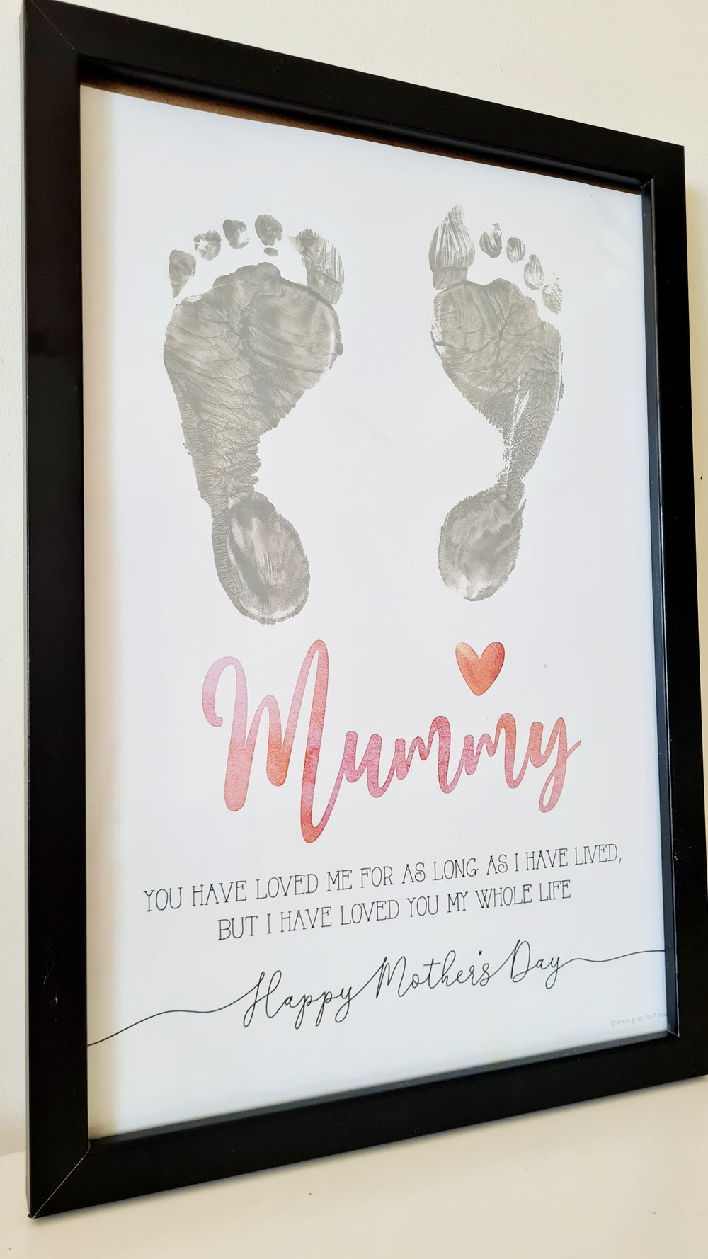 Mummy Happy Mother&#39;s Day Mum / Footprint Handprint Feet Foot Art Craft / Kids Baby Toddler / Keepsake DIY Card / Print It Off