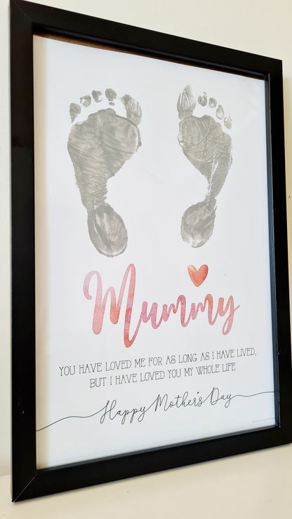 Mummy Happy Mother's Day Mum / Footprint Handprint Feet Foot Art Craft / Kids Baby Toddler / Keepsake DIY Card / Print It Off 0853