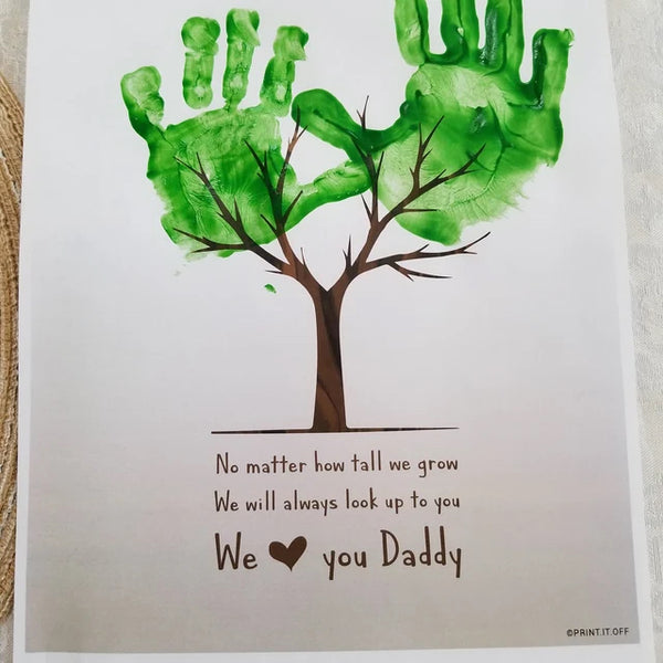 We Love You Daddy Tree / Handprint Footprint Art Craft / Fathers Day Dad / Kids Baby Toddler Keepsake / Card Gift DIY / Print It Off 0004