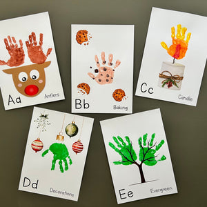 A-Z ABC Christmas Alphabet Handprint Footprint Craft Art Book / Baby Toddler Child / Xmas Keepsake Holiday Activity / Print It Off