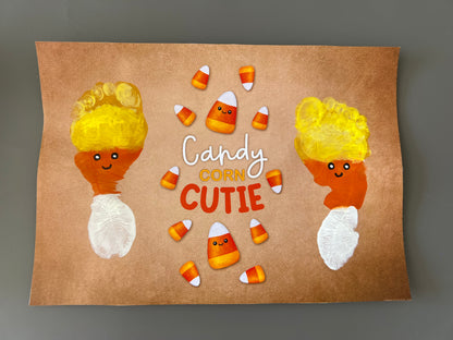 Candy Corn Cutie Footprint Handprint Foot Hand Halloween Art Craft / Kids Toddler Baby DIY Memory Activity / Print It Off 0787