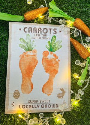 Carrots for Easter Bunny / Footprint Feet Art Craft / Kids Baby Toddler / Activity Keepsake Gift Card Decor Farm Sign / PRINT IT OFF