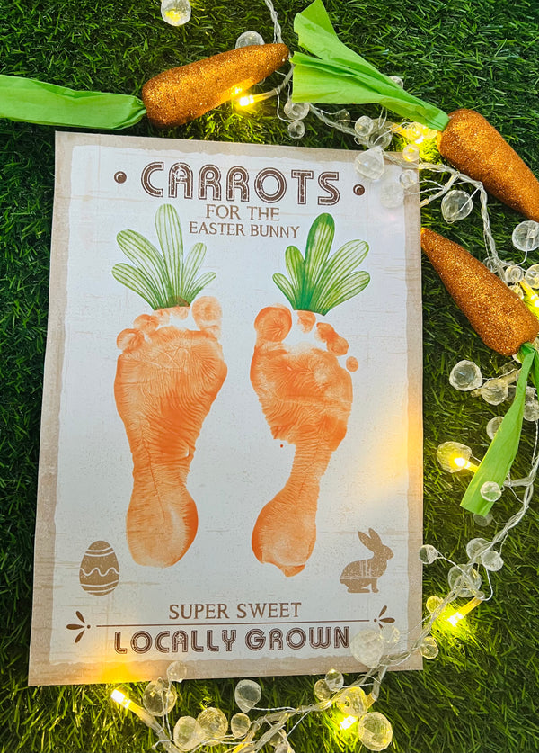 Carrots for Easter Bunny / Footprint Feet Art Craft / Kids Baby Toddler / Activity Keepsake Gift Card Decor Farm Sign / PRINT IT OFF