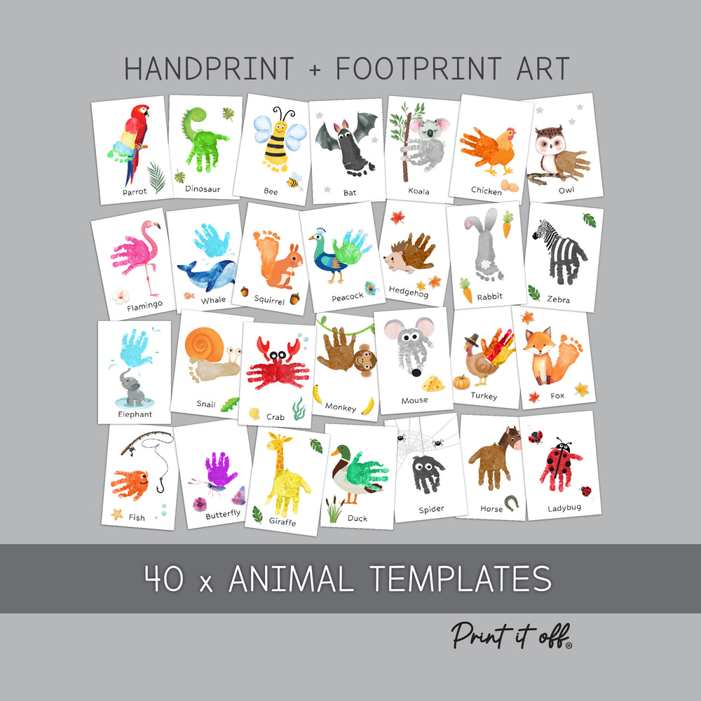 Animal Book Handprint Footprint Craft Art / Baby Toddler Child / Teacher Classroom Nursery Wall Decor Activity Card / Print It Off 0779