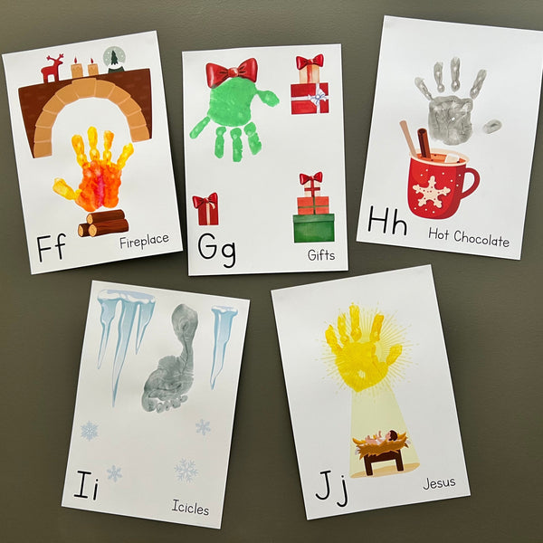 A-Z ABC Christmas Alphabet Handprint Footprint Craft Art Book / Baby Toddler Child / Xmas Keepsake Holiday Activity / Print It Off