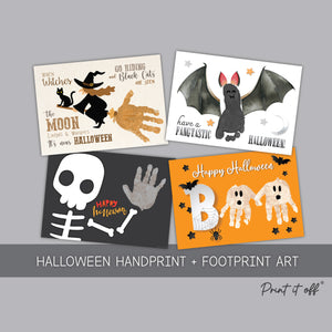 Halloween Footprint Handprint Art Craft / Kids Toddler Baby Card DIY Memory Activity Decoration Keepsake Printable / Print It Off 0621