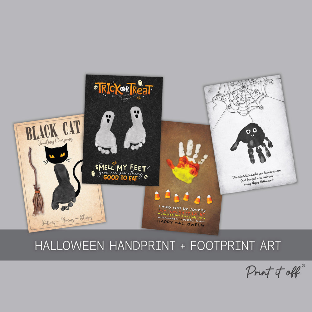 Halloween Footprint Handprint Art Craft / Kids Toddler Baby Card DIY Memory Activity Decoration Keepsake Printable / Print It Off