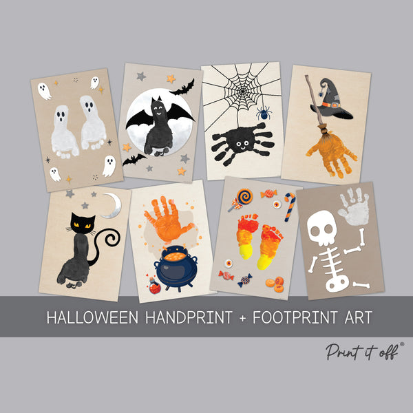 Halloween Handprint Footprint Art Craft / Baby Kids Child Toddler / Activity Wall Prints Printable Memory Keepsake Decor Decorations 0581