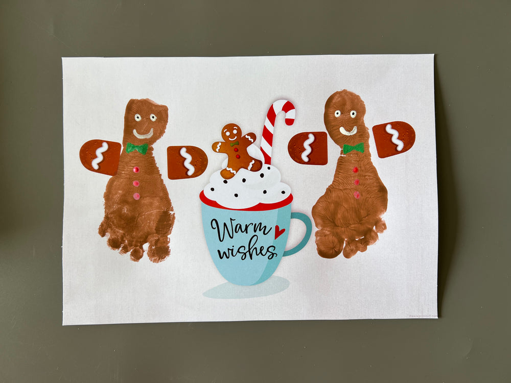 Warm Wishes Gingerbread Footprint Art Craft / First Christmas Xmas Baby Kids DIY Foot Card Sign Gift / Print It Off 0665