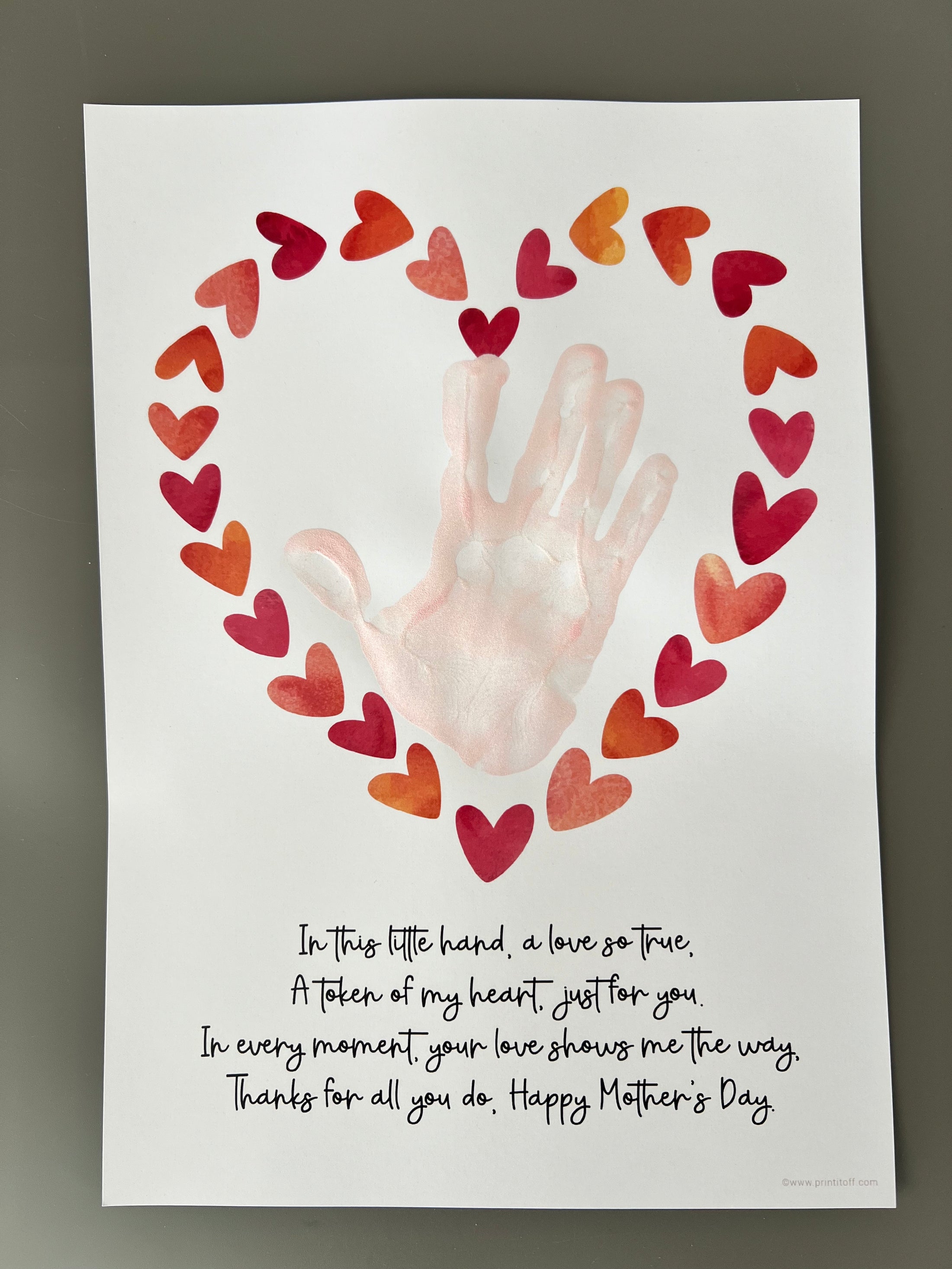 Mother's Day Little Hand Poem Heart / Handprint Art Craft Template / K ...